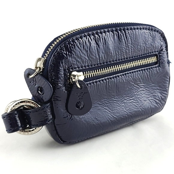 American Eagle Outfitters AEO Patent Navy Blue Lrg Zipper Clutch Wristlet Wallet - Picture 11 of 13